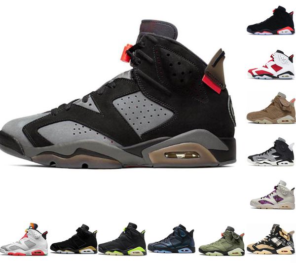 

jumpman 6 6s men women basketball shoes travis british khaki carmine black infrared gatorade green mens sneakers chameleon quai54 sail brown