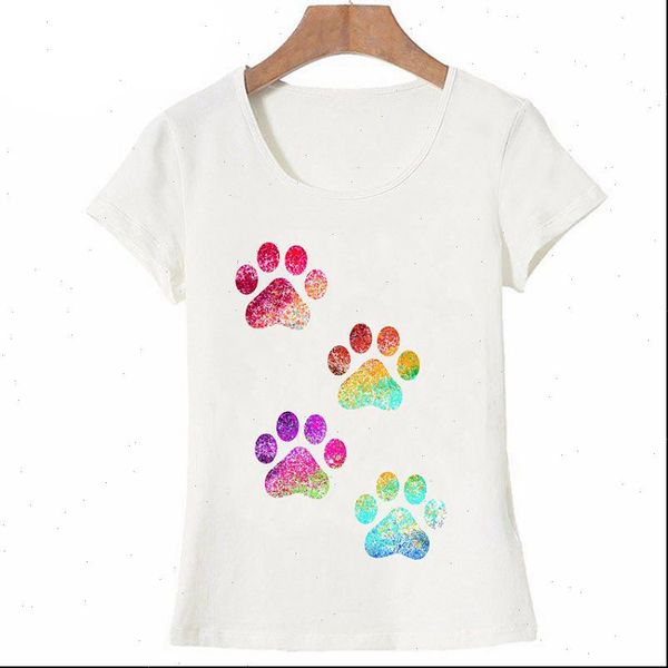 

rainbow paw womens t shirt summer women fashion harajuku tee female hipster, White
