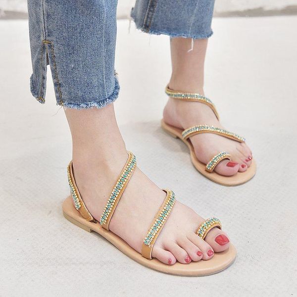 

sandals women's size 35-43 summer flat heel flat-toe trade clamp universal, Black