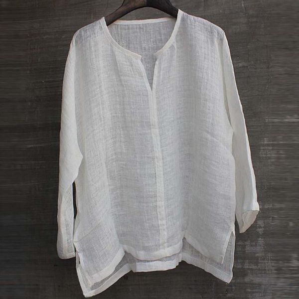 

men's dress shirts autumn mens breathable cotton linen solid color long sleeve loose casual for men blouse streetwear clothing, White;black