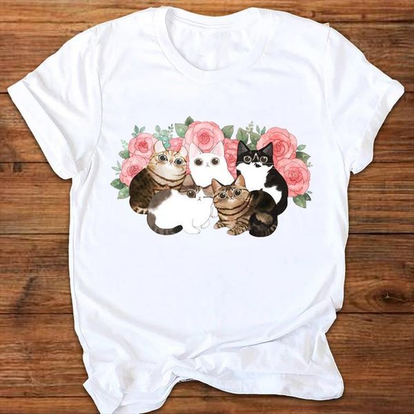 

men graphic cat watercolor cartoon mens t shirts animal fashion casual printing print clothes lady tees female shirt, White;black