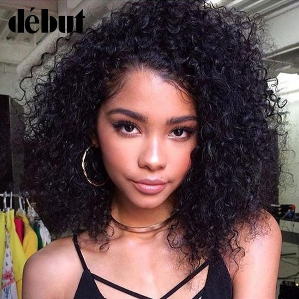 

lace wigs debut front human hair wet and weave for black women brazilian curly wave part ship, Black;brown