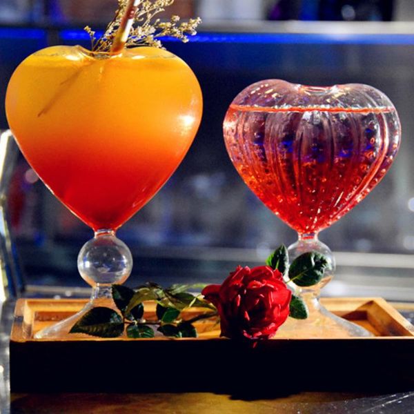 

wine glasses 200-240ml creative heart-shaped cocktail glass transparent cup beer vodka brandy bar restaurant club drinkware decorations
