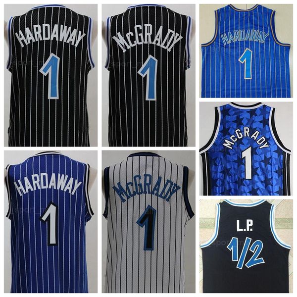 

men vintage basketball penny hardaway jersey 1 mohamed bamba 5 aaron gordon 00 tracy mcgrady 1 stitched team color black white blue, Black;red