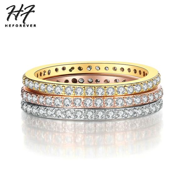 

cluster rings eternity 3 color wedding engagement set for women round cz cubic zirconia fashion jewelry xmas gift sale r647, Golden;silver