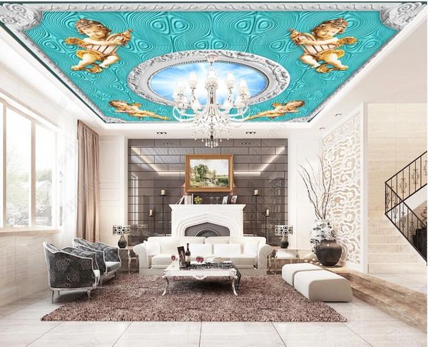 

wallpapers 3d po wallpaper custom ceiling mural blue sky pattern cherub relief home decor living room for walls in rolls
