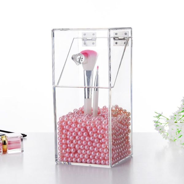 

acrylic makeup brush holder organizer cosmetic lipstick pencil storage container transparent box nail art kits