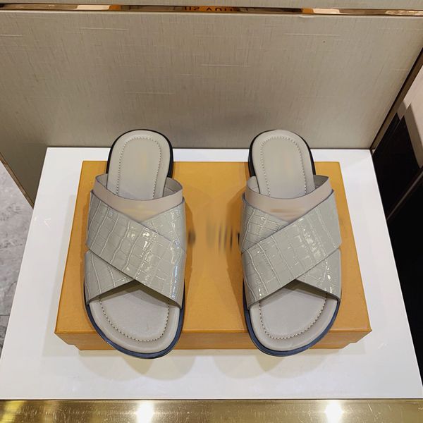 

luxuries designer men's slippers sandals shoes slide summer fashion wide flat men flip flops with box size 39-45 -b28, Black