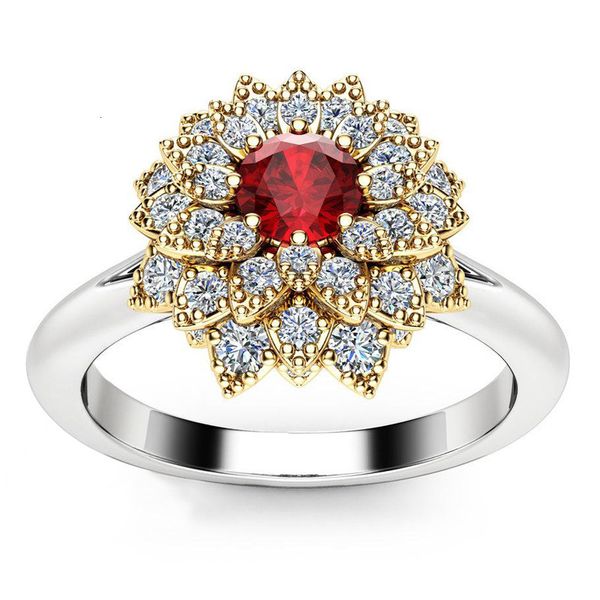 

gold-plated two-color ring women's jewelry creative flower hand, Silver