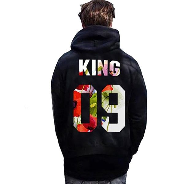 

women's hoodies & sweatshirts 2021 king and queen 09 couples matching letters print men women lovers cotton black sweatshirt pullovers