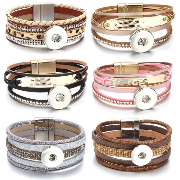 

charm bracelets 18mm snap button jewelry leather bracelet handmade punk bangle diy snaps making, Golden;silver