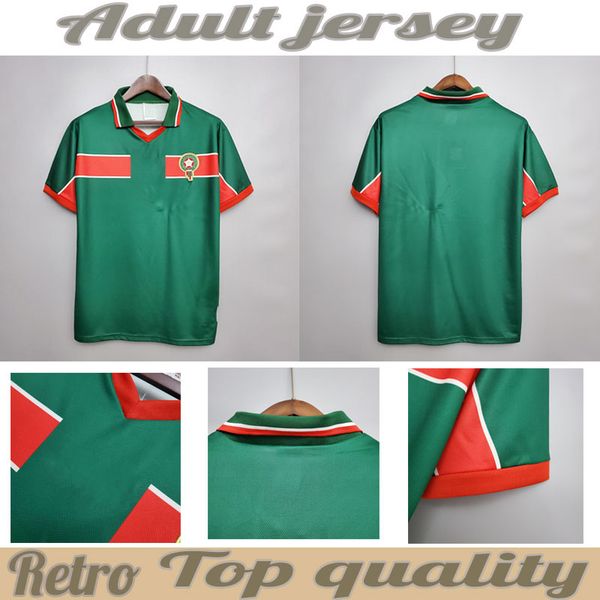 

1998 1999 retro soccer jerseys morocco team bassir abrami neqrouz m. hadji mens national ouakili home green short sleeve uniforms football s, Black;yellow