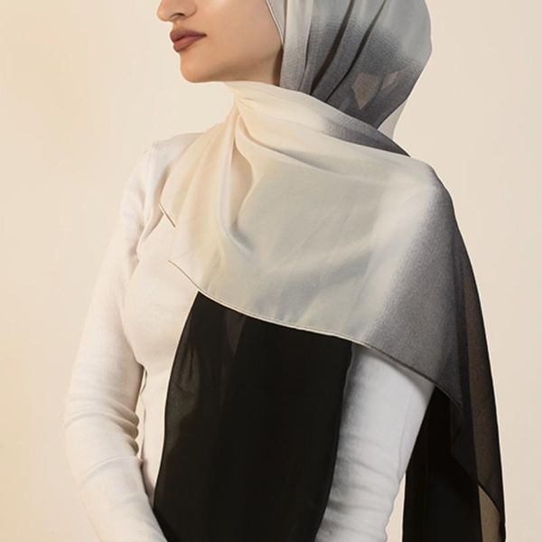 

scarves scarf soft lightweight breathable georgette shawl 2 color tone ombre gradient chiffon hijabs hijab, Blue;gray