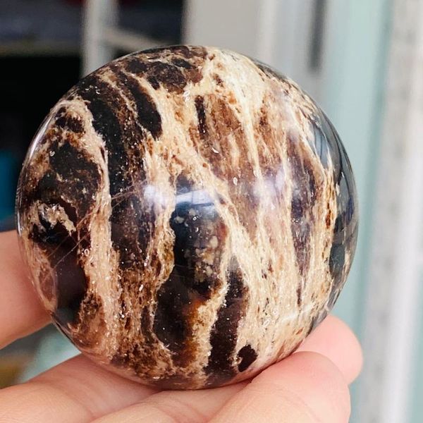 

crystal ball asian rare black tiger stripes mineral sphere healing stone decor feng shui decorative objects & figurines