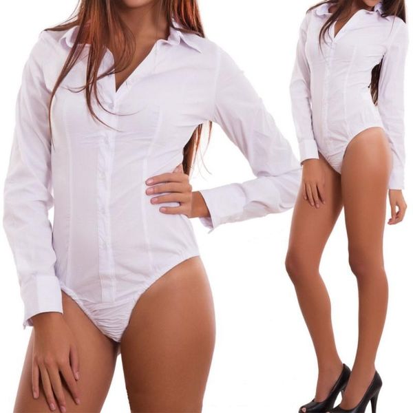 

women's jumpsuits & rompers 2021 autumn plus size 3xl women fashion long sleeve bodysuitv-neck buttons elegant slim romper body bo, Black;white
