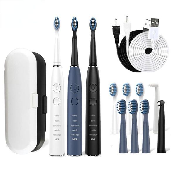 

smart electric toothbrush seago sonic sg575 ipx7 waterproof 5 pcs soft bristle brush heads 1 year long durability time rechargeable