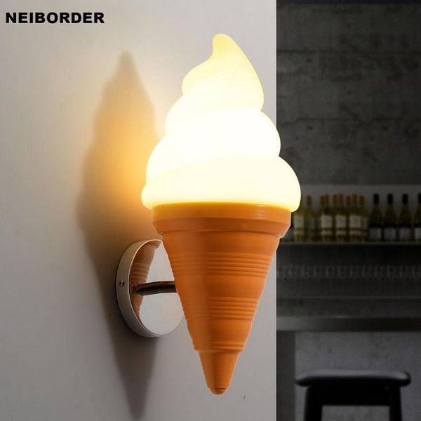 Lampada da parete Negozio di dolci Ristorante Coni gelato Camera dei bambini creativa Comodino Luci a LED Apparecchio Art Déco Illuminazione domestica