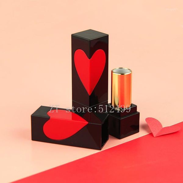 

10/30/50pc black heart square empty cosmetics lipstick tube 12.1mm lip container shell packaging makeup refillable storage bottles & jars