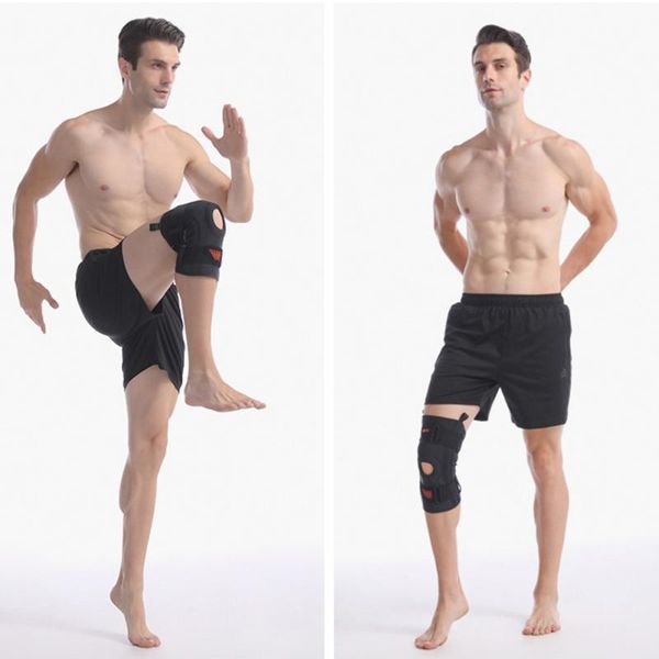 

elbow & knee pads 1pc brace support sleeve adjustable open patella stabilizer protector nylon wrap for arthritis meniscus tear running sport, Black;gray