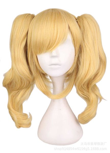

cos accent / black talia hungary mixed gold double tiger clip animation cosplay wig