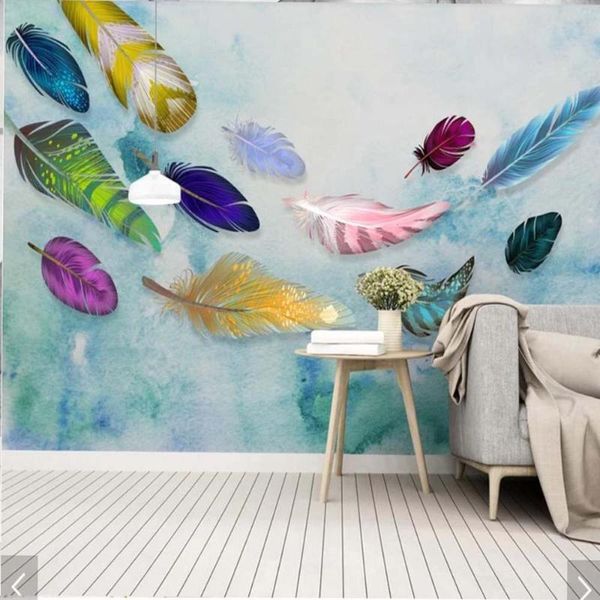 

wallpapers 3d colorful feather wallpaper mural print po wall paper for living room bedroom decor painting murals custom any size