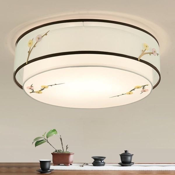 

ceiling lights chinese style retro round light surface mount bedroom living room led fixtures