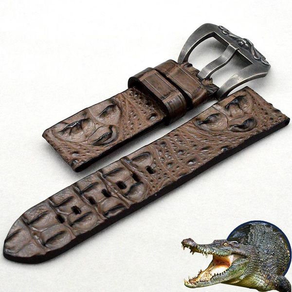 

watch bands ditawatch 22mm, 24mm, 26mm, 28mm crocodile leather for men brown women watches straps accessories, Black;brown