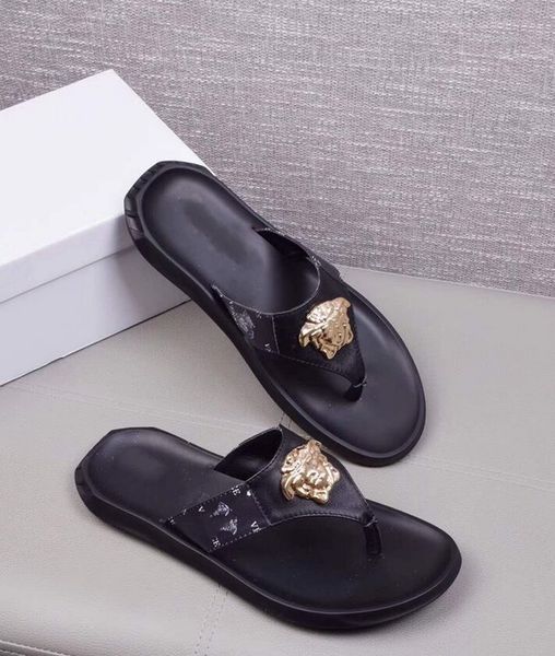 

2021 new's mens sandals genuine l beach slippers men leather breathable sandal summer slipper outdoor men's shoes casuall 38-44, Black
