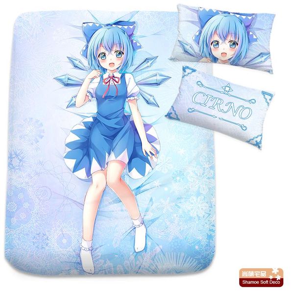 

sheets & sets anime cartoon touhou project cirno milk silk flat sheet bed top