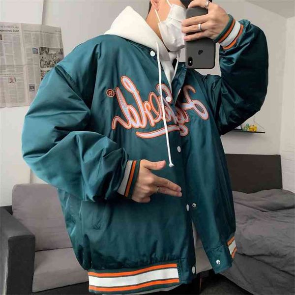 

jacket women and men spring cool baseball uniform western preppy style stand-up collar coat loose motorcycle pilot 210811, Black;brown