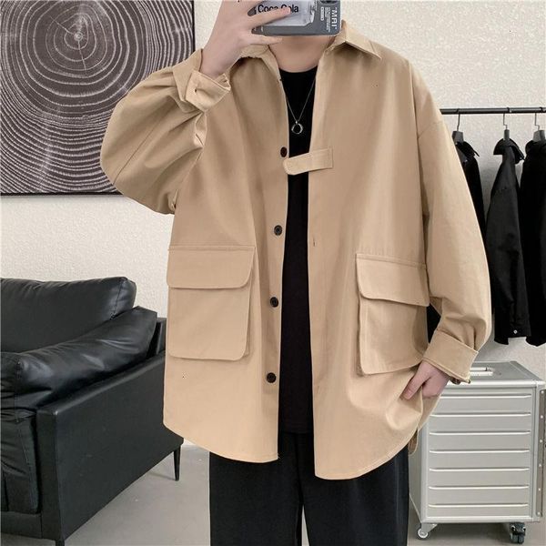

men's jackets solid long sleeve jacket 2021 fashion woman korean streetwear coats casual oversize male, Black;brown