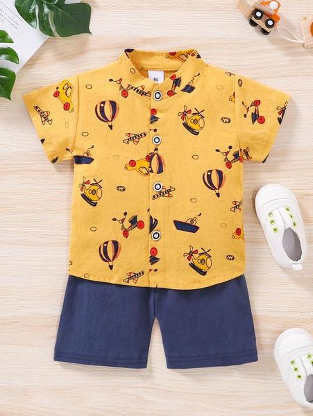 

baby cartoon graphic shirt & shorts she, White