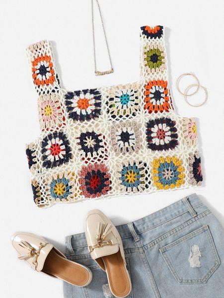 

floral pattern open knit cover up n7m6#, White;black
