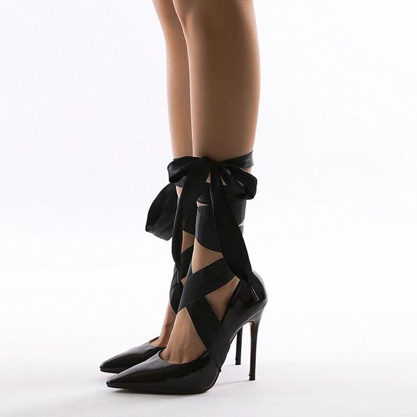 

boots size 35 42 2021 two wear lace up high heels single shoes summer, Black