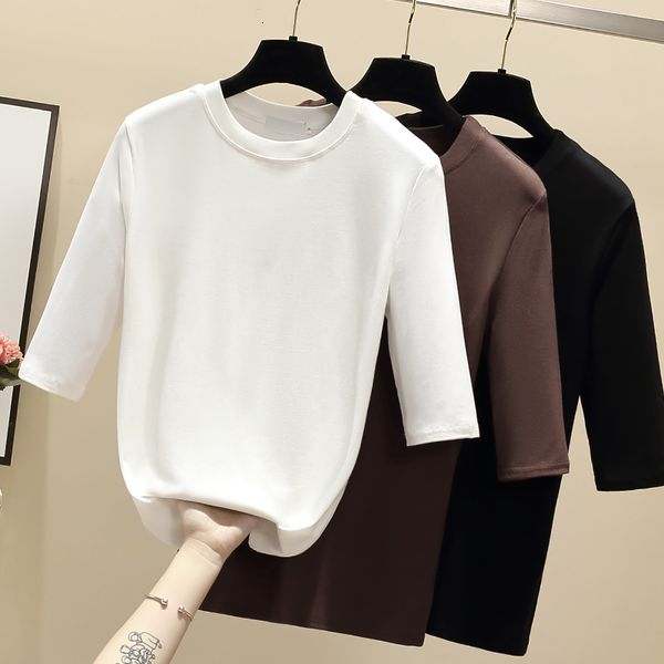 

women's sweaters female half-sleeve gkfnmt shirt, round collar, summer, casual, coffee, black, white, , femme 7r65, White;black
