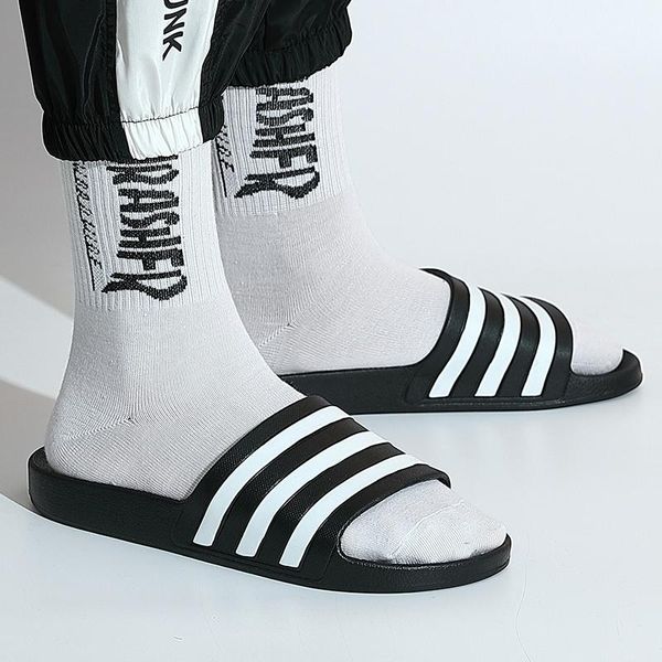 

slippers men's eva men shoes women couple flip flops black white stripes casual anti-slipsummer male chaussures femme slides