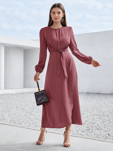 

solid tie front wrap a-line dress l5jt#, Black;gray