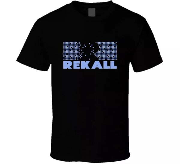 

rekall total recall company tv movie fan t shirt, White;black