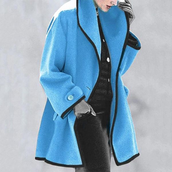 

women's trench coats all match gorgeous contrast color coat soft loose for stage show, Tan;black