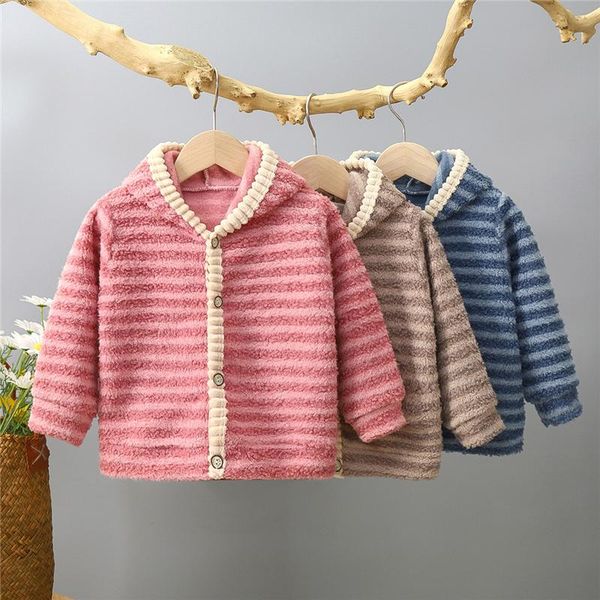 

jackets baby boys girls plus velvet hooded kids striped thicken warm coat toddler kid outerwear winter fashion children's jacket, Blue;gray