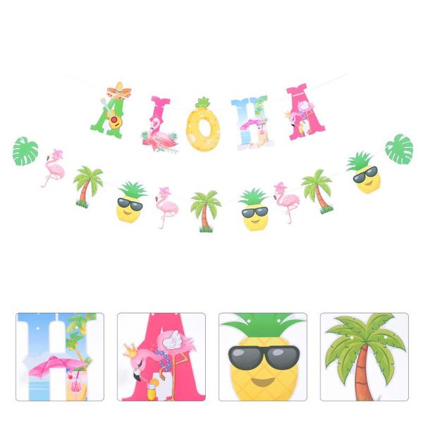 

other festive & party supplies 2pcs hawaii bunting banners luau hawaiian decorations