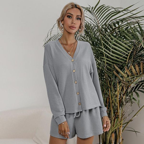 

women's tracksuits women shorts outfits 2021 autumn long sleeve suit knitting jacket two-piece two piece donsignet, Gray
