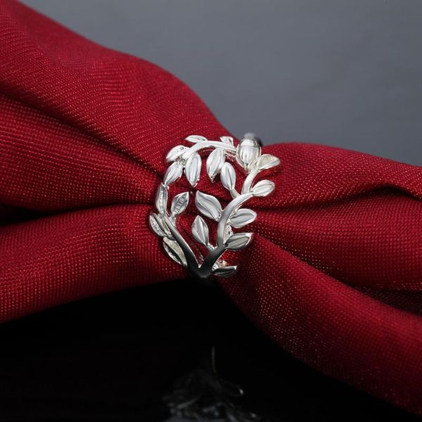 

wedding rings beautiful flower style silver ring leaf cute noble pretty fashion color women lady jewelry, Slivery;golden