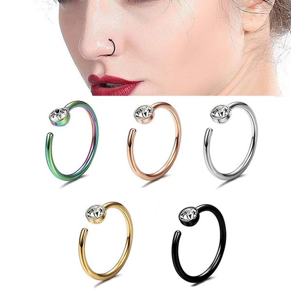 Küçük İnce Rhinestone Kristal Sahte Septum Piercing Burun Yüzükler Çiviler Faux Klip Dudaklar Hoop Vücut Takı