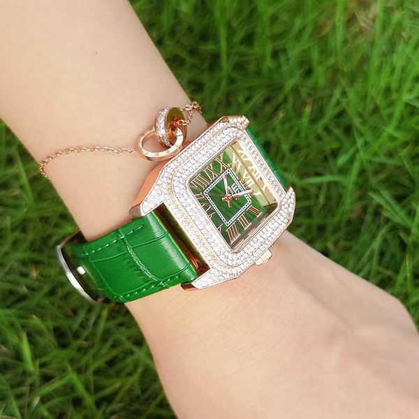 

wristwatches brand wiilaa womens watches fashion casual luxury dress genuine green leather waterproof wristwatch for lady 2021 relogio, Slivery;brown
