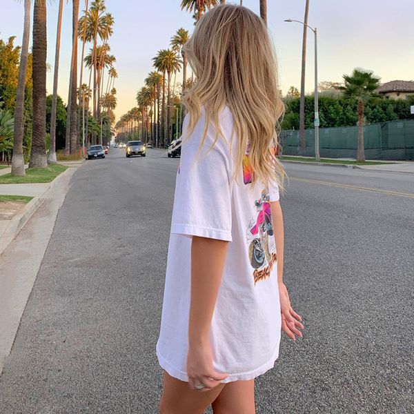 

vintage print t-shirt women new graphic short sleeve oversized tee female hip hop streetwear 2021 clothing casual t shirt, White