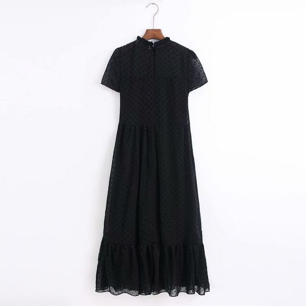 

factoryfbt9 factory9ry2 summer neck new m1219 2019 round - women's tulle flocked ruffle short sleeve dress, White;black