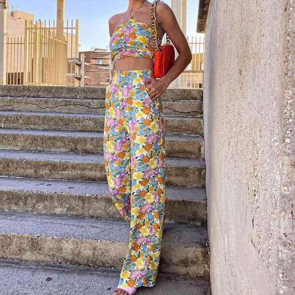 

summer vintage flower print women pant fashion slim streetwear cute high waist casual chic trousers, Black;white