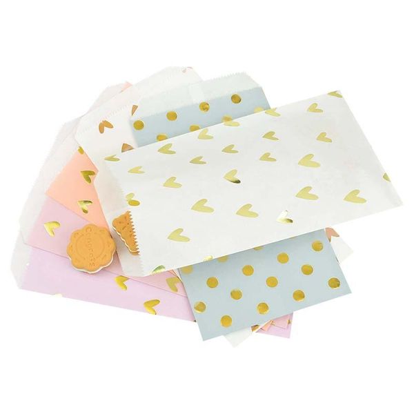 

candy gift paper bag rose gold foil heart with sticker wedding bridal shower birthday anniversary favor sweet wrap