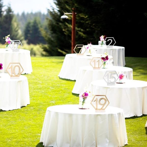

party decoration wedding seat card hexagon table number signs for birthday acrylic geometric roman numerals